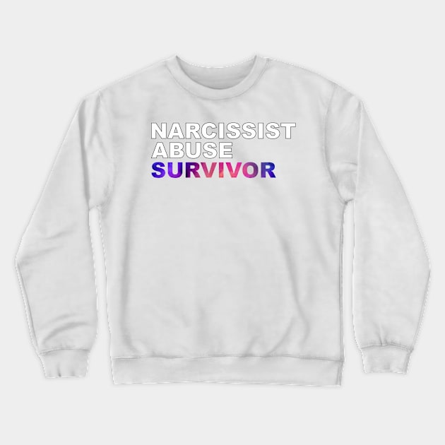 Narcissist Abuse Survivor (bold white letters and purple highlight) Crewneck Sweatshirt by F-for-Fab